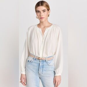 Jenni Kayne Long Sleeve Willow Button Front Ivory Blouse | Size XS